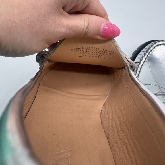 J. Crew Winona lug-sole penny loafers in metallic leather size 9.5 Silver - Picture 15 of 16